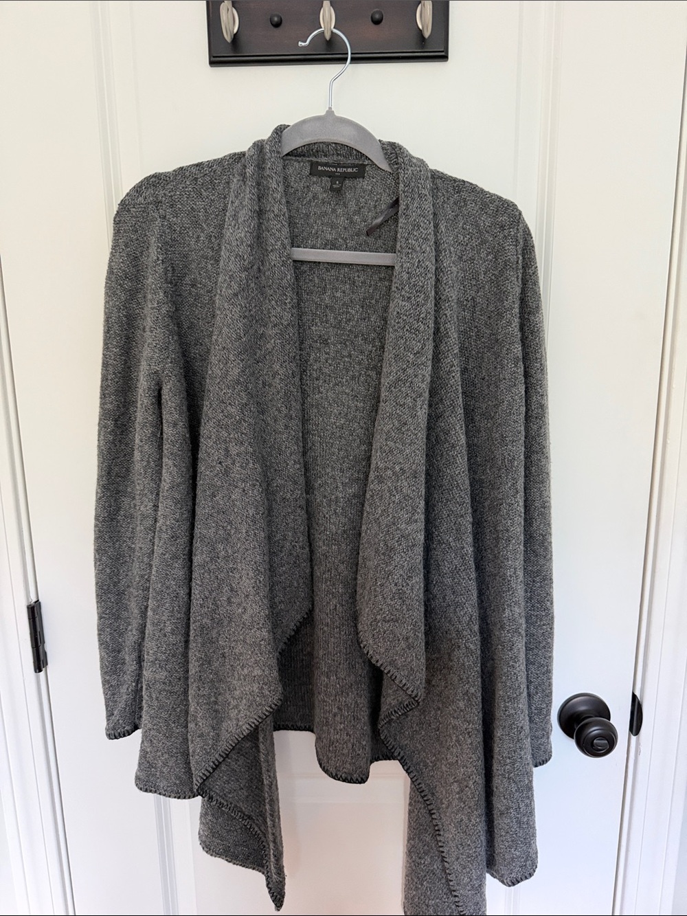 Banana Republic Factory Dark Gray Open-Front Draped Cardigan